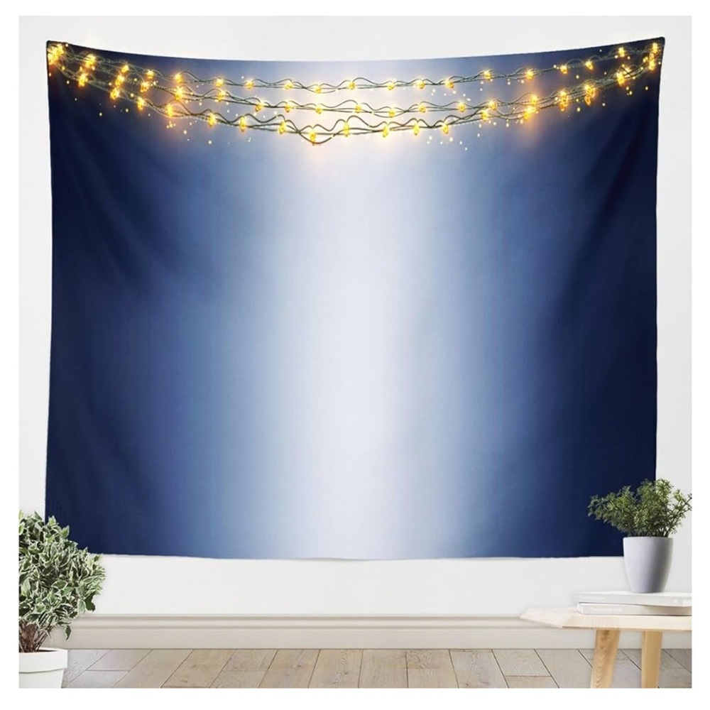 Ombre Navy Blue and White Wall Hanging,51 x 69,Boys Girls Gradient Style Tapestr